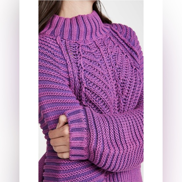 Free People Purple Cable Knit Sweater - Picture 6 of 9